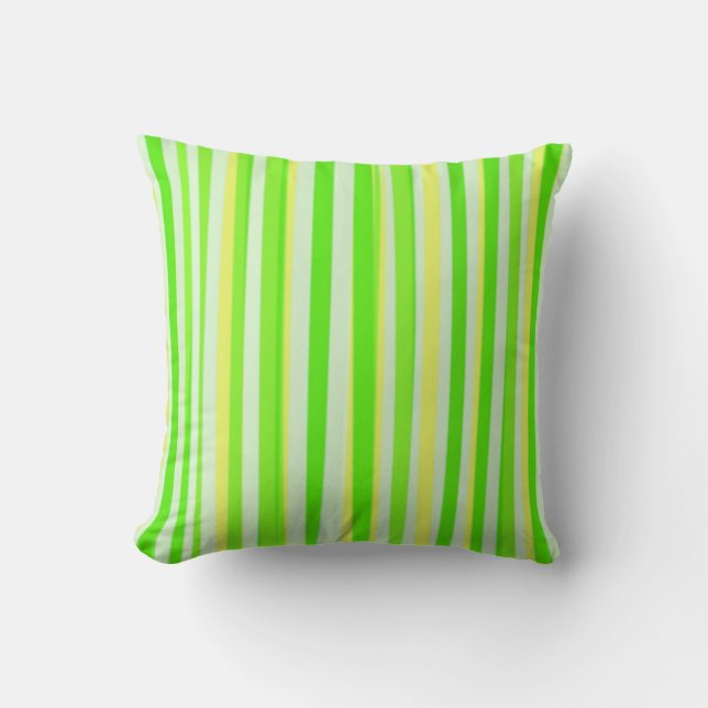 Coussin Chaux verte Peinture acrylique Abstraite rayée (Recto)