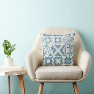 Coussin Cheater Traditionnel Patchwork Stars Quilt Blue