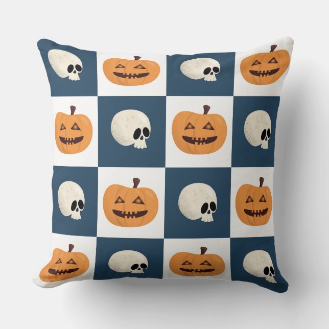 Coussin Checks de Skulls et Pumkins (Recto)
