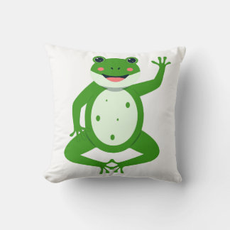Coussin Cheerful Waving Green Frog Throw Pillow – Whimsica