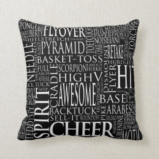 Coussin Cheerleading de nuage de mot dans noir et