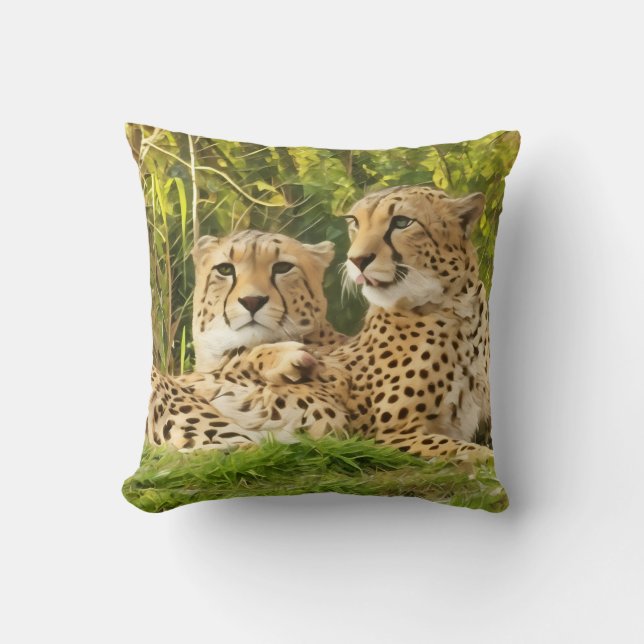 Coussin Cheetah Companions - Repos dans la nature (Recto)