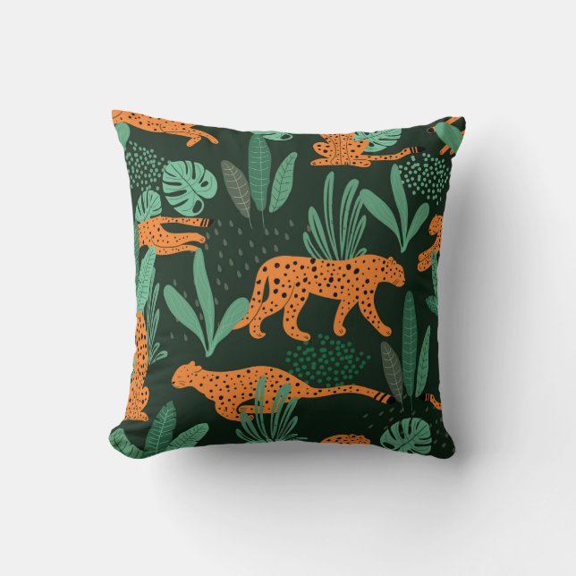 Coussin Cheetah Exotic : Tropical Summer Seamless. (Recto)