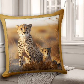 Coussin Cheetah Maman avec bébé Big Cat