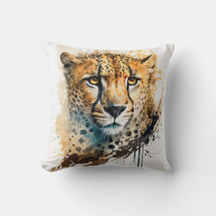 Coussin Cheetah Portrait Animal Peinture Faune Extérieur