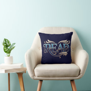 Coussin Chef-d'œuvre royal orné bleu et or "LIRE"