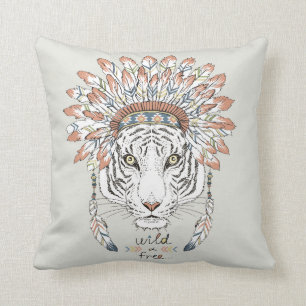 Coussin Chef indien indigène de tigre