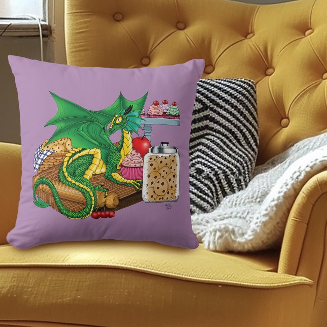 Coussin Chef pâtissier Dragon Vert (Créateur téléchargé)