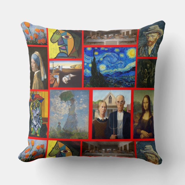 Coussin Chefs-d'œuvre d'art, Rouge (Recto)