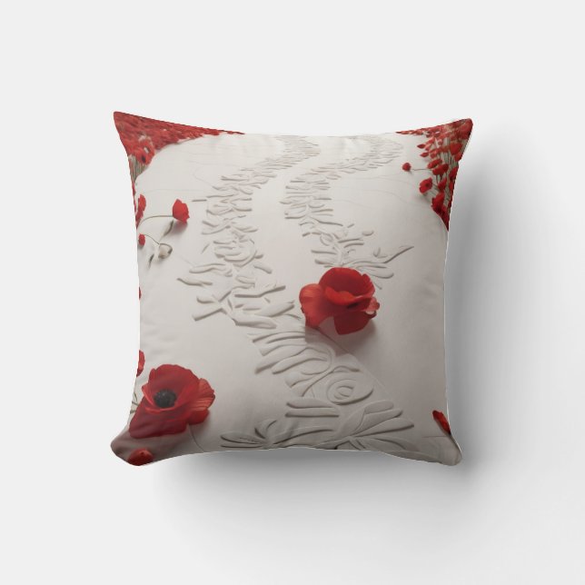 Coussin Chemin de Coquelicot Rouge (Recto)