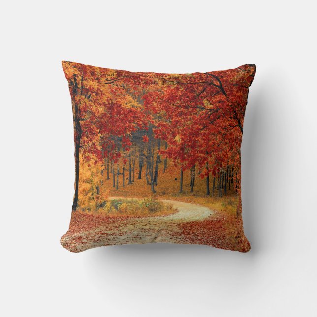 Coussin Chemin de descente de la forêt de la route Pillow  (Recto)