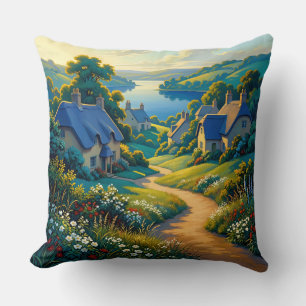 Coussin Chemin Doré vers l'Eau Bleue