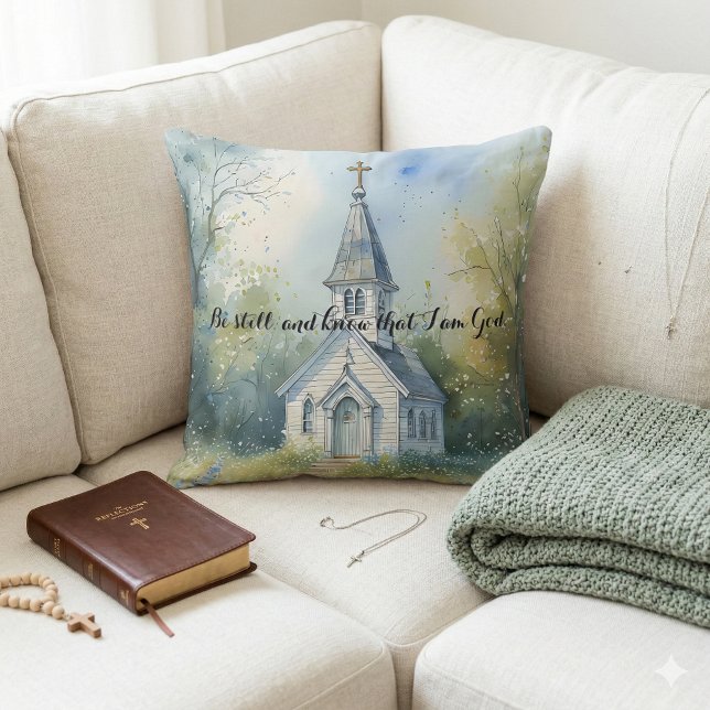Coussin Chemin rustique d'église dans une prairie de fleur (Rustic Church Path in Wildflower Meadow Throw Pillow Mockup A)