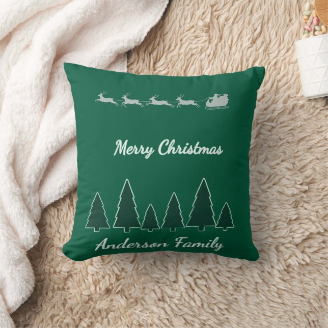 Coussin Cheminée familiale du traîneau toujours vert (Couverture)