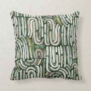Coussin Chemins verts Abstraits en aquarelle