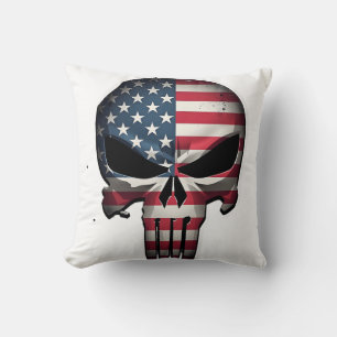 Coussin Chemise 4 juillet pour femmes hommes crâne drapeau