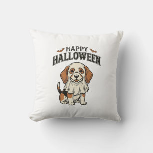 Coussin Chemise à gravure vintage de chien fantôme Hallowe