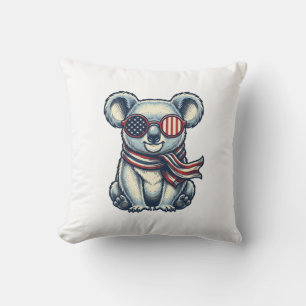 Coussin Chemise à motif de koala patriotique gravure vinta
