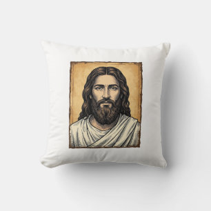 Coussin Chemise à motif de portrait religieux gravé vintag