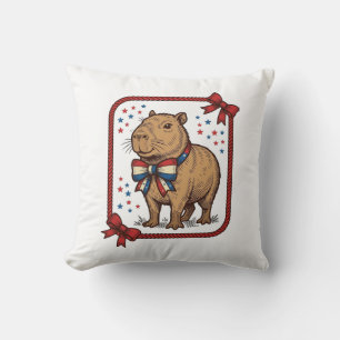 Coussin Chemise à nœud papillon capybara patriotique vinta