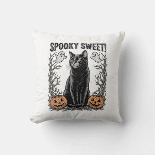 Coussin Chemise avec gravure Halloween vintage de chat noi