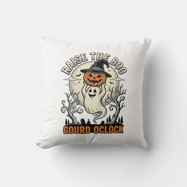 Coussin Chemise Citrouille Fantôme Gravure Halloween Vinta (Recto)