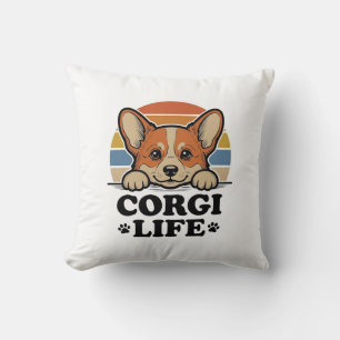 Coussin Chemise Corgi Life Gravure Vintage Art Amoureux de