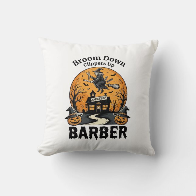 Coussin Chemise de barbier Halloween Sorcière Salon ensorc (Recto)