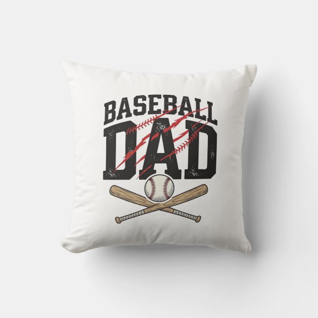 Coussin Chemise De Baseball Papa En détresse Gravure Vinta (Recto)