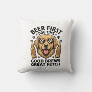 Coussin Chemise de bière Retriever doré Funny Dog Lover Vi