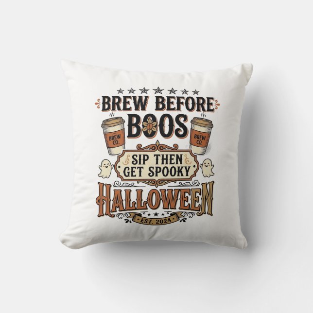 Coussin Chemise de café Halloween Brasser avant les fantôm (Recto)