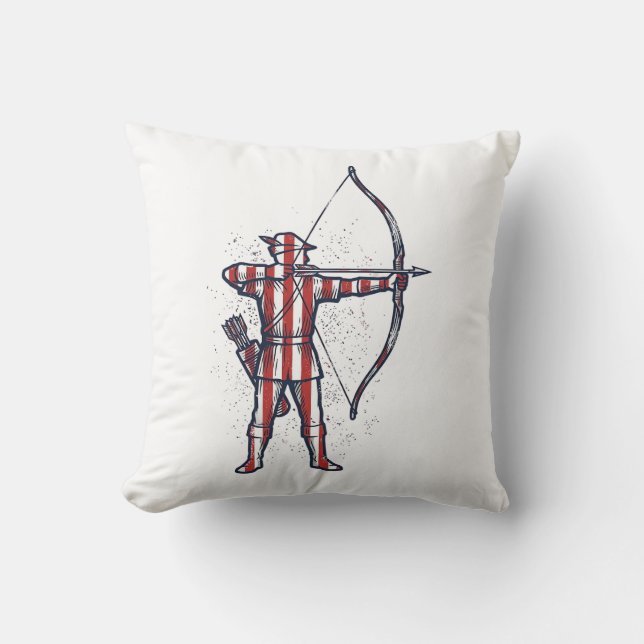 Coussin Chemise de chasse à l'arc du drapeau américain Vin (Recto)