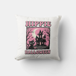 Coussin Chemise de chat de maison hantée vintage Halloween
