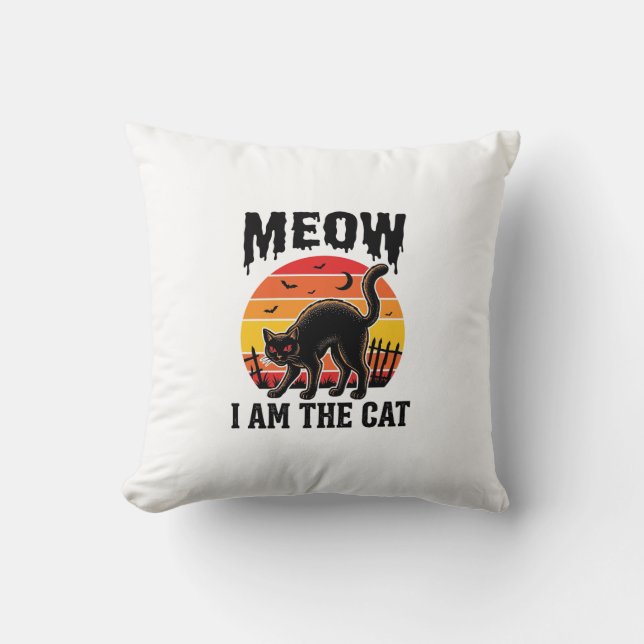 Coussin Chemise de chat Halloween Meow Design de chat noir (Recto)