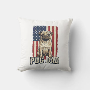 Coussin Chemise de chien avec gravure vintage patriotique 