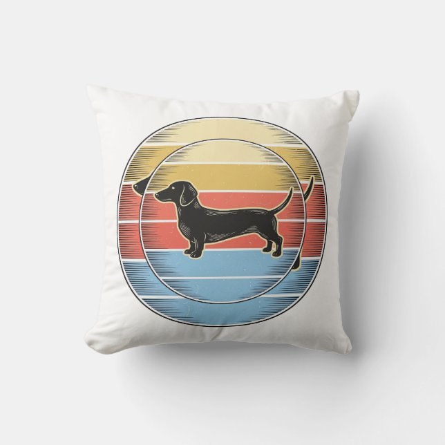 Coussin Chemise de chien de coucher de soleil rétro de tec (Recto)