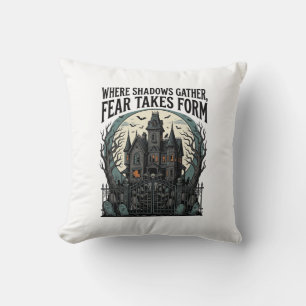 Coussin Chemise de citation de maison hantée gothique vint