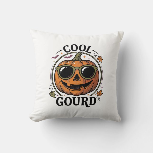 Coussin Chemise de citrouille cool gravée vintage Hallowee (Recto)