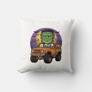 Coussin Chemise de citrouille de camion monstre Halloween