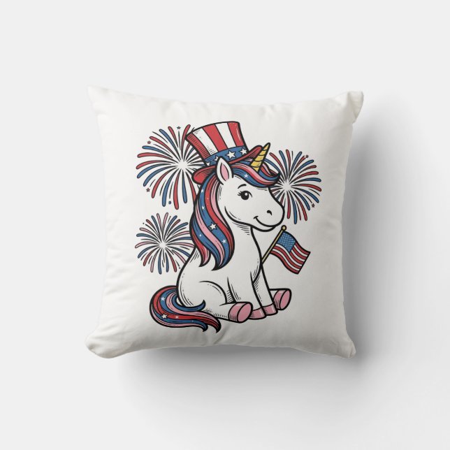 Coussin Chemise de conception de feux d'artifice de licorn (Recto)