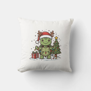 Coussin Chemise de conception de tortue de Noël mignonne g