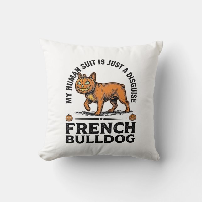 Coussin Chemise de costume de citrouille de bouledogue fra (Recto)