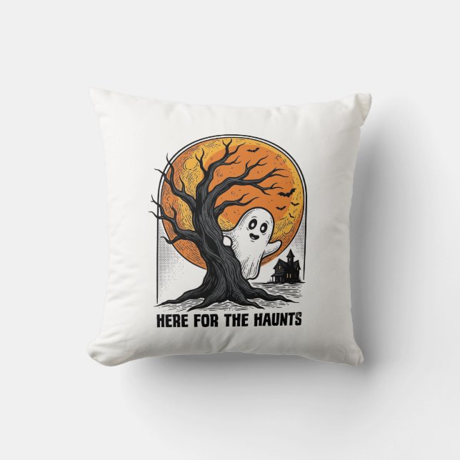 Coussin Chemise de fantôme d'Halloween Design de lune hant (Recto)