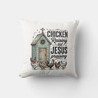 Coussin Chemise de ferme vintage louant Jésus et élevant d