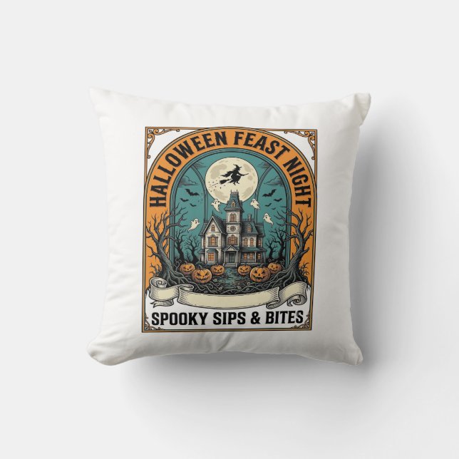 Coussin Chemise de fête d'Halloween Repas effrayant Maison (Recto)