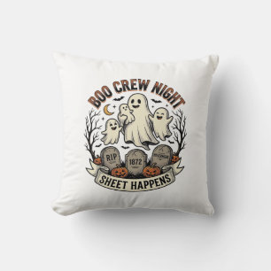 Coussin Chemise de fête Vintage Ghost Halloween Boo Crew S