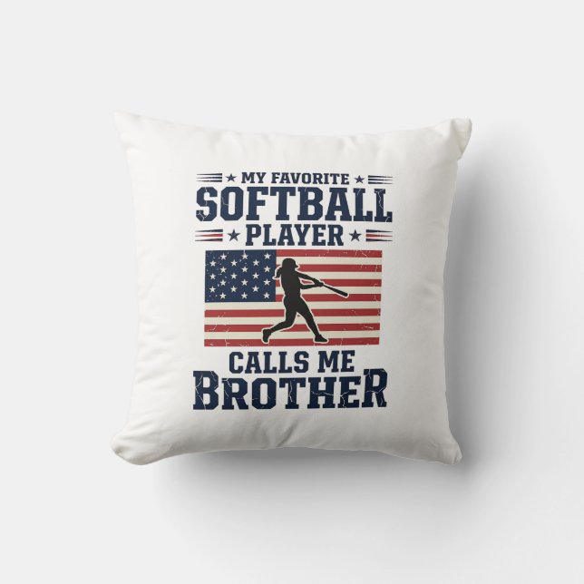 Coussin Chemise de frère de softball patriotique avec grav (Recto)
