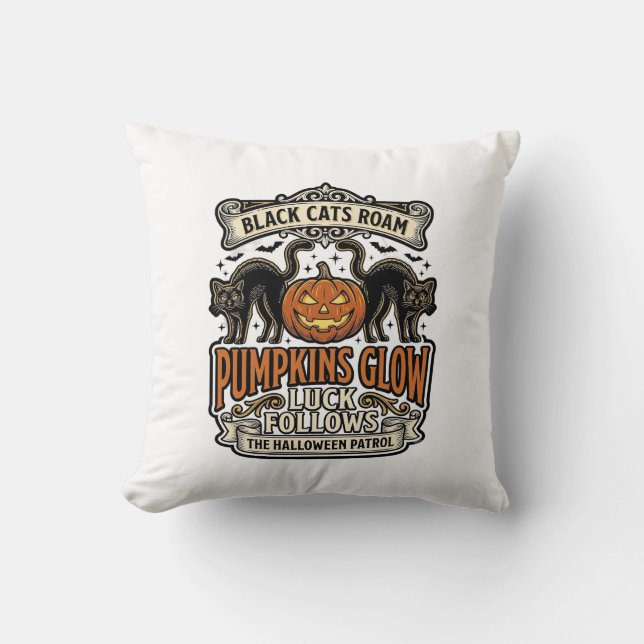 Coussin Chemise de garde de sécurité Halloween avec chats  (Recto)