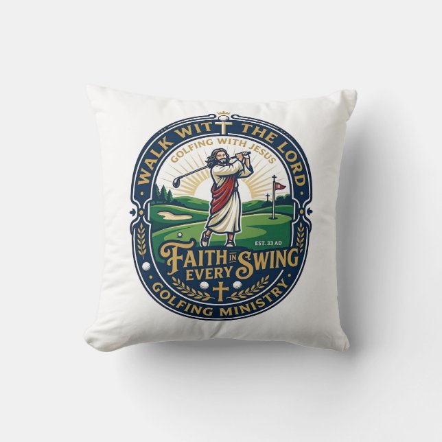 Coussin Chemise de golf Jésus Dessin basé sur la foi_1 (Recto)