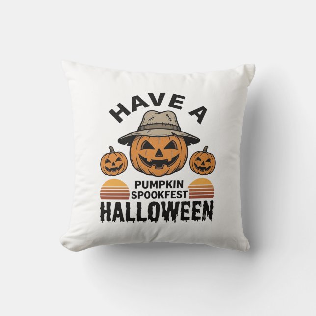 Coussin Chemise de gravure vintage Halloween Citrouille ef (Recto)